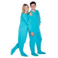 Unisex Jersey Knit Footed Pajamas w/ Snap Closure (Turquoise)